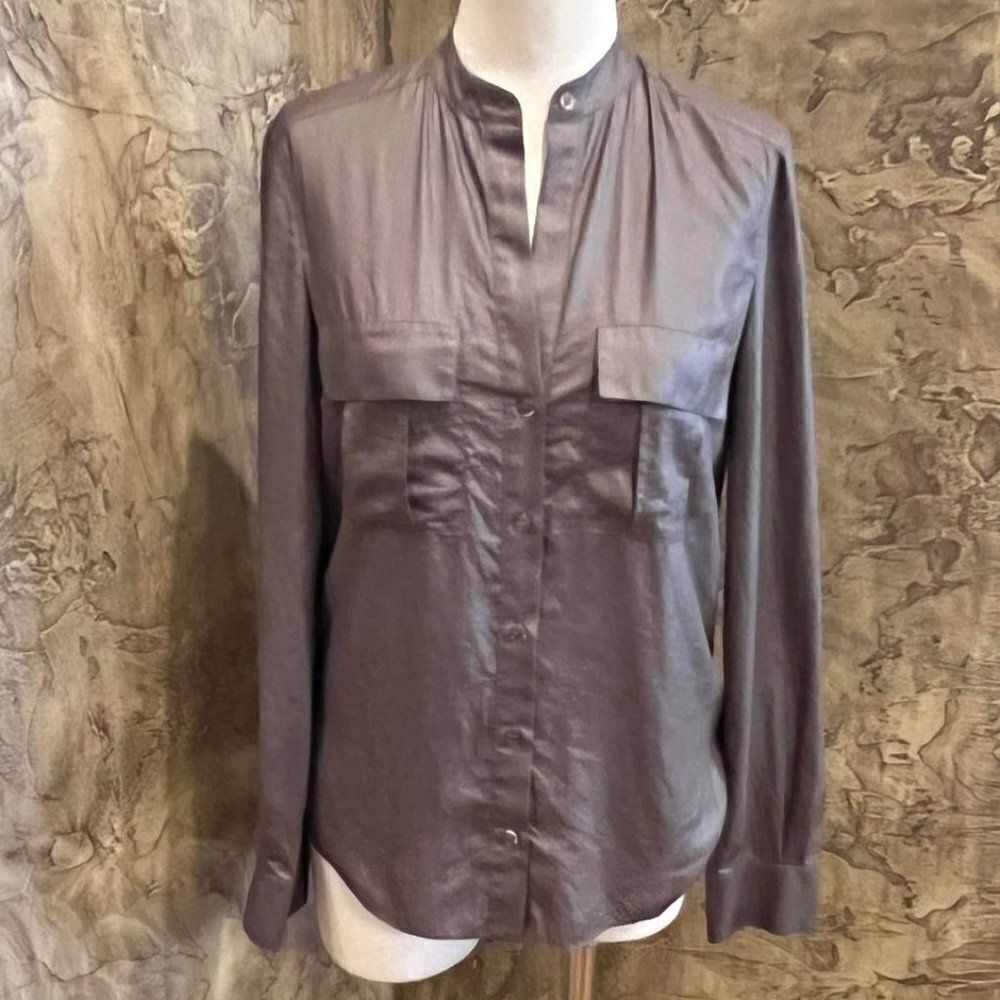 BCBGMAXAZRIA Long Sleeve Silky Button Down Shirt Size X-Small